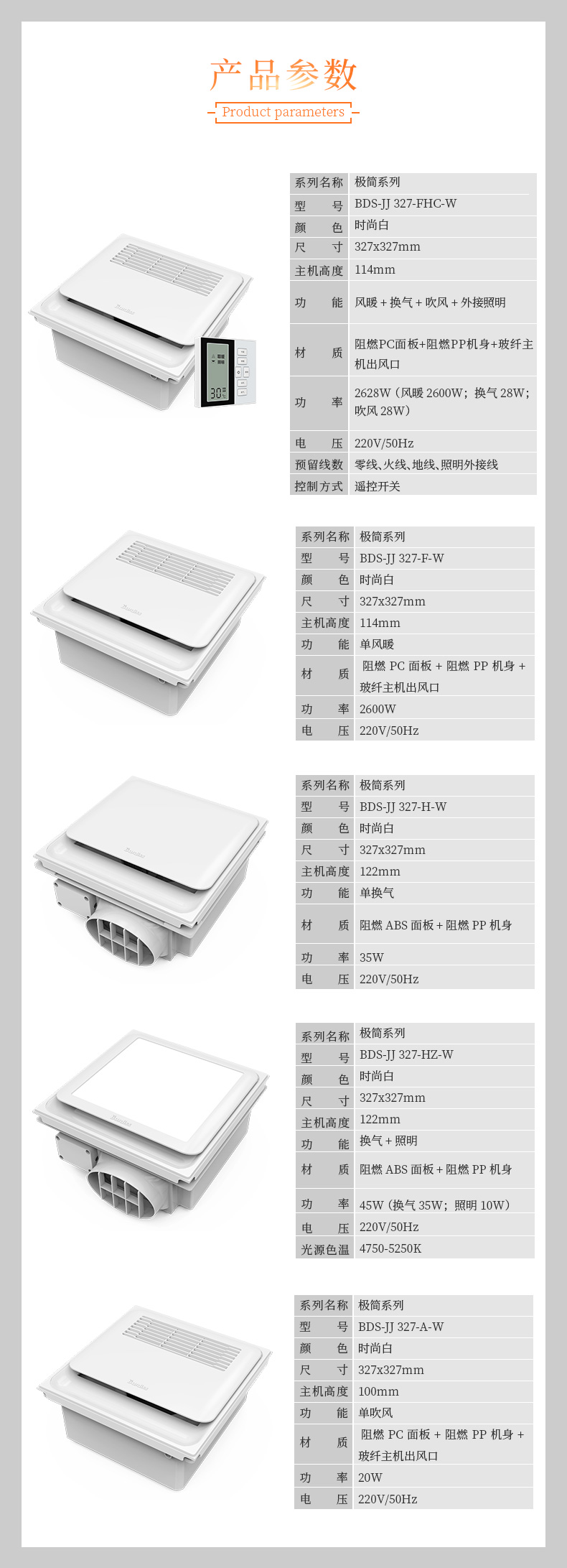 產品參數